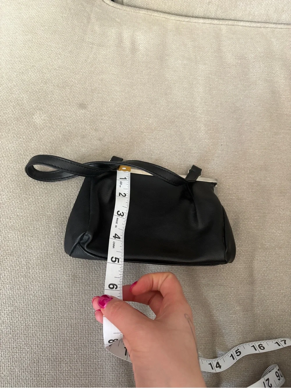 Black Leather Mini Clutch with Silver Hardware | Vintage Glam